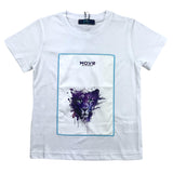 Move T-Shirt Crew Neck Solid Color With Contrast Print White For Boys