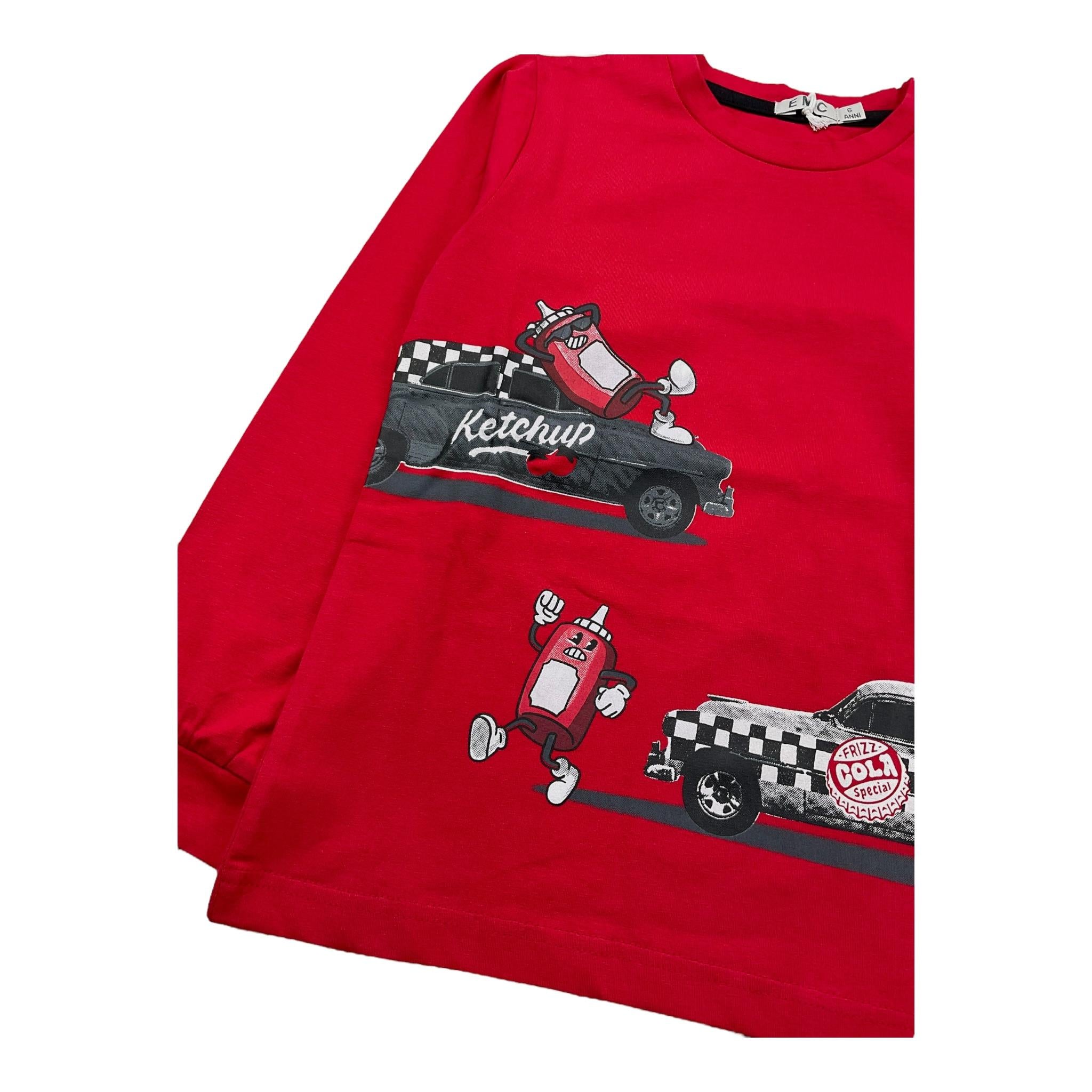 EMC shirt girocollo tinta unita con stampa in contrasto Rosso per Bambino BX2305 ROSSO EMC 