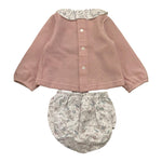 CALAMARO completo 2pz maglia-coulotte bicolore con colletto in contrasto Rosa per Neonata 11020 ROSA CALAMARO 