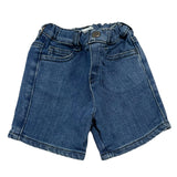 Emporio Armani Solid Color Denim Bermuda Shorts With Elastic Waistband Blue For Baby