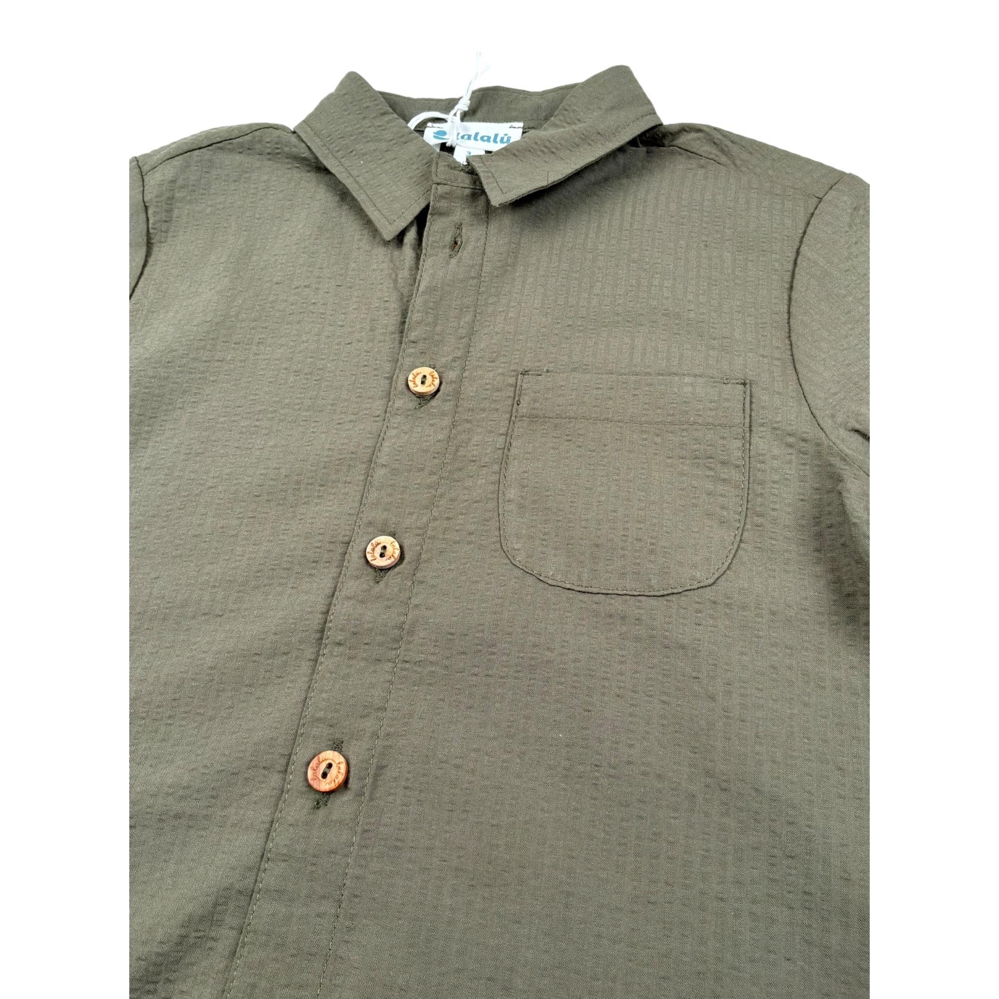 Lalalu' Camicia Mezza Manica Tinta Unita per Bambino CML150PBX VERDE LALALU' 