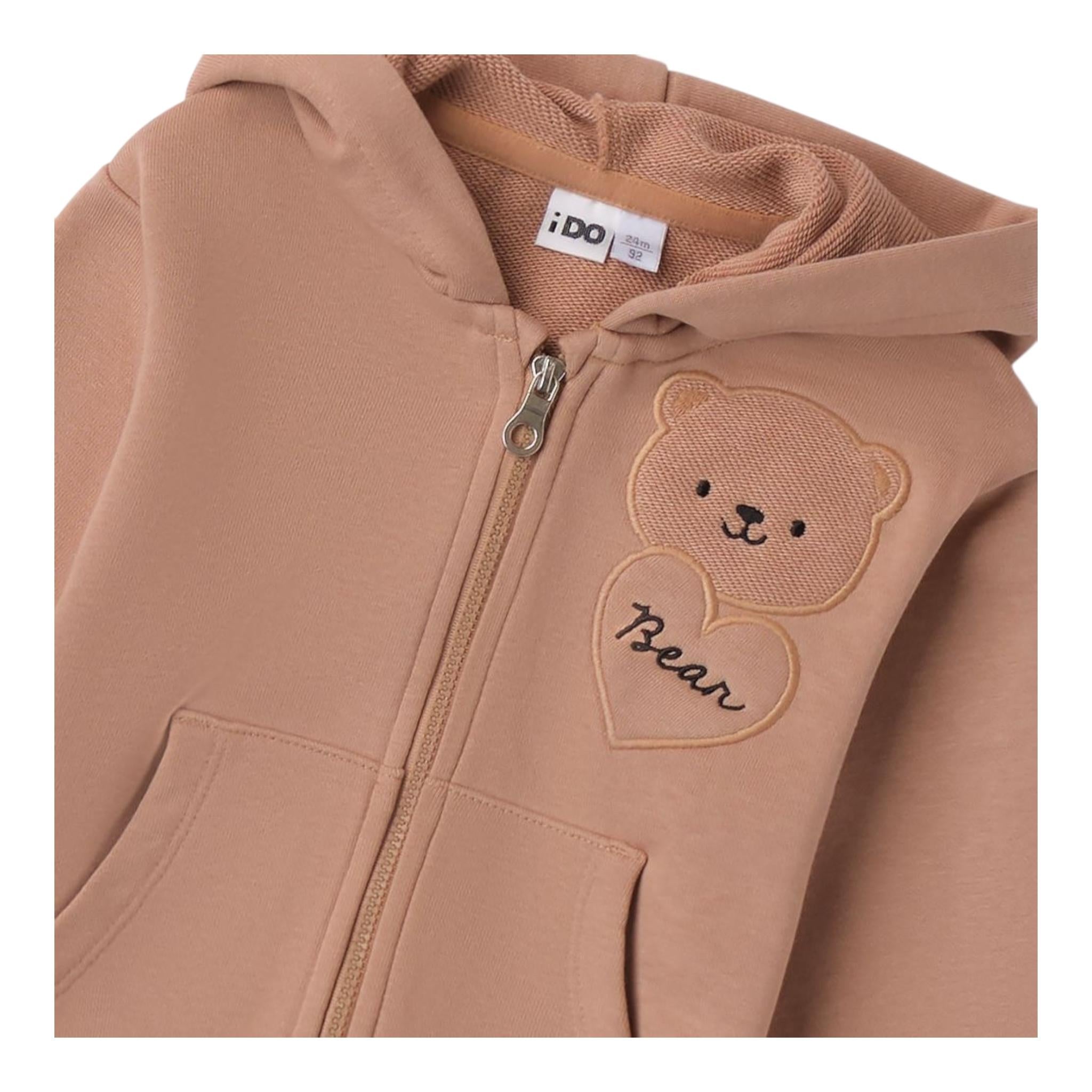 I DO felpa con zip e cappuccio tinta unita Beige per Bambino 4A588 BEIGE I DO 