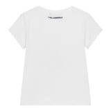 KARL LAGERFELD t-shirt girocollo tinta unita con brillantini Bianco per Bambina Z30109 BIANCO KARL LAGERFELD 