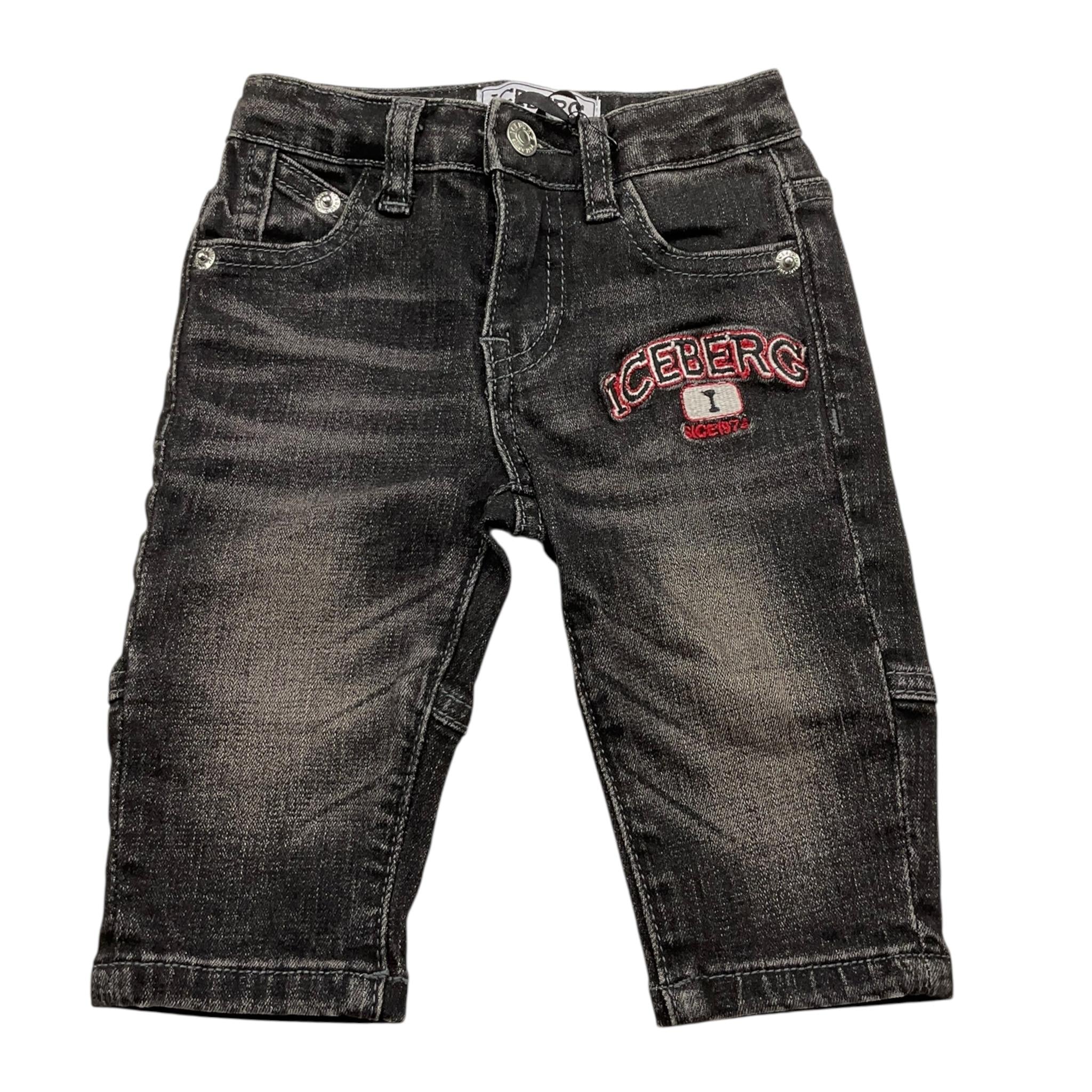 ICEBERG jeans tinta unita con girovita regolabile Nero per Neonato PTICE5308BX NERO ICEBERG 