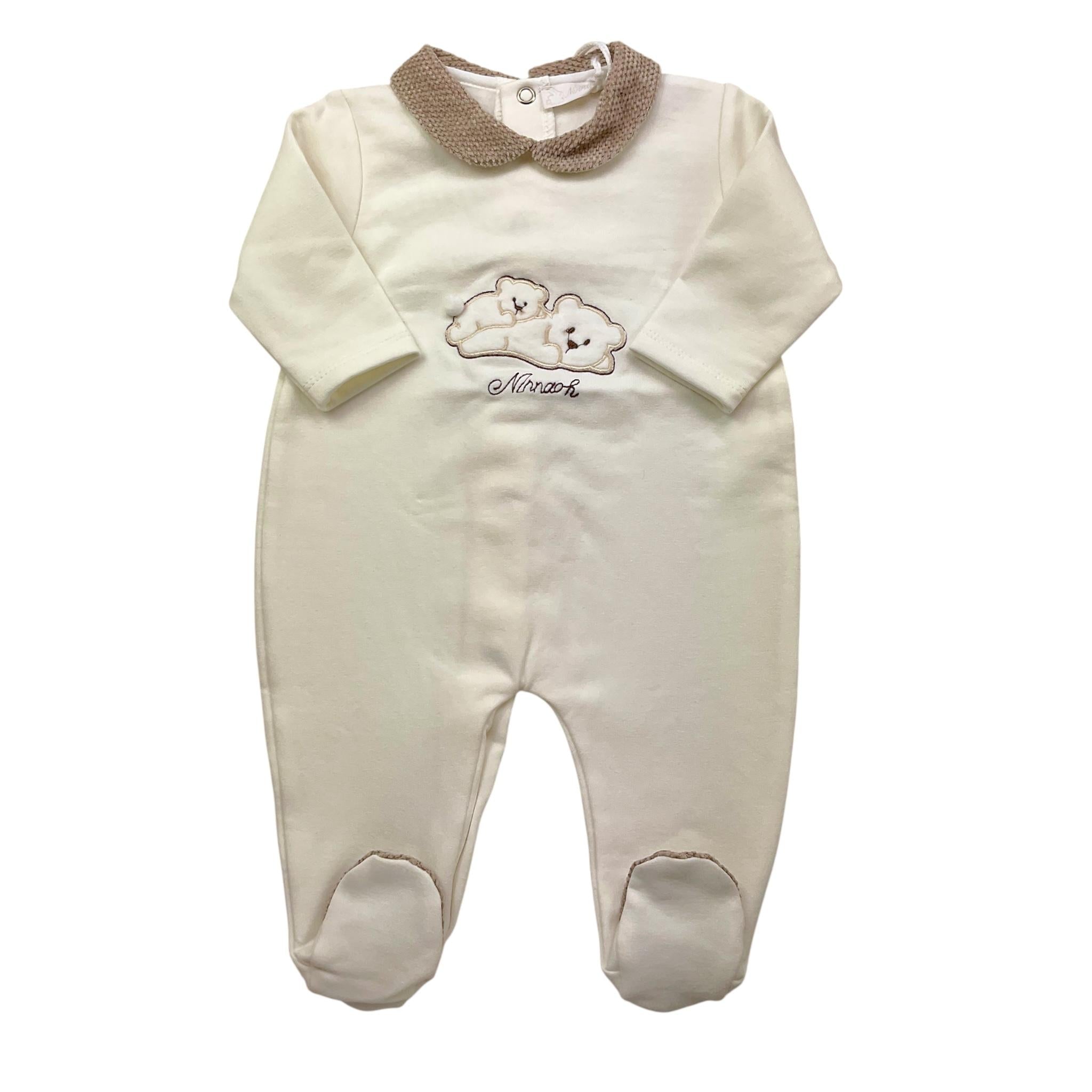 NINNAOH tutina tinta unita con stampa Bianco per Neonato I23215T BIANCO NINNAOH 