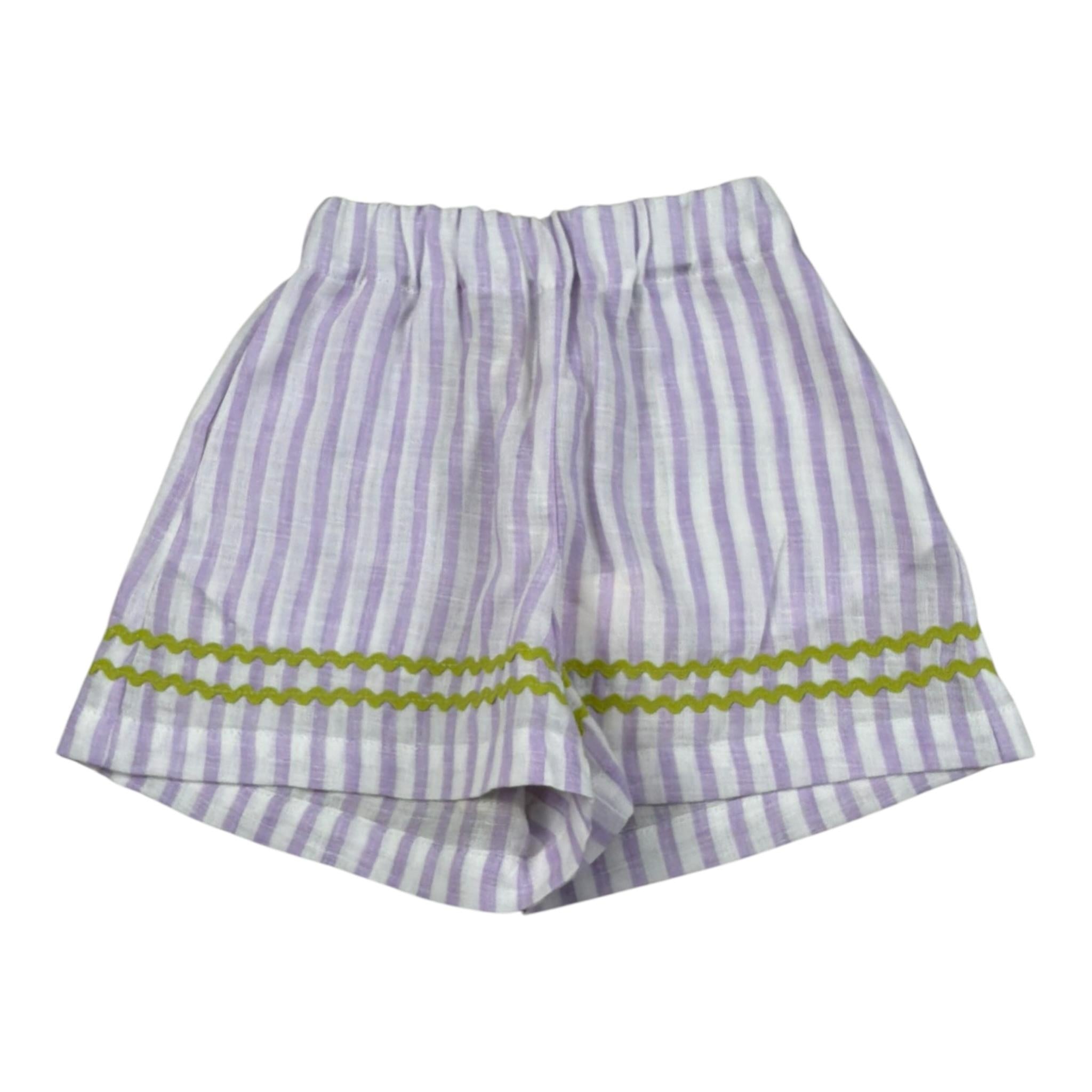 Ilfarobimbi Short Bicolore con Fantasia A Righe per Neonata IFB50374X BIANCO/LILLA ILFAROBIMBI 