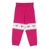 Chiara Ferragni Solid Color Pants Tracksuit Style With Fuchsia Print For Girls