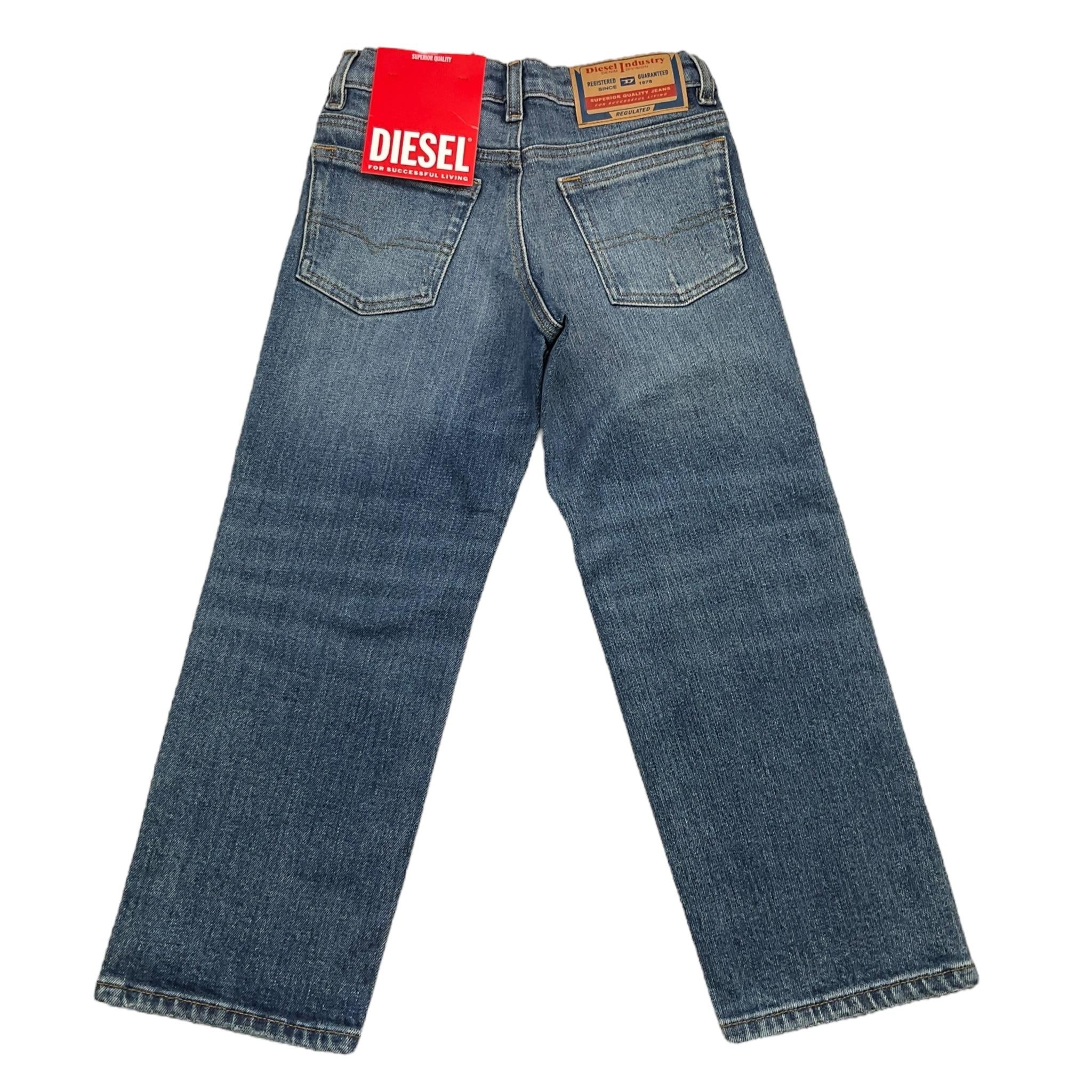 DIESEL jeans tinta unita con strappi Blu per Bambino J01923 BLU DIESEL 