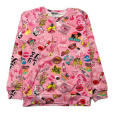 Mousse Kids Solid Color Round Neck Sweatshirt With Pink Barbie Prints For Girls