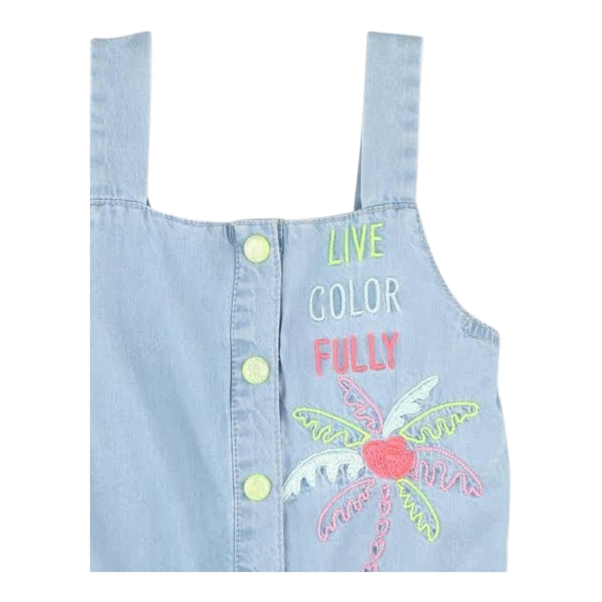 Billieblush Tuta Intera Tinta Unita In Denim con Ricami per Bambina U20947 AZZURRO BillIEBLUSH 