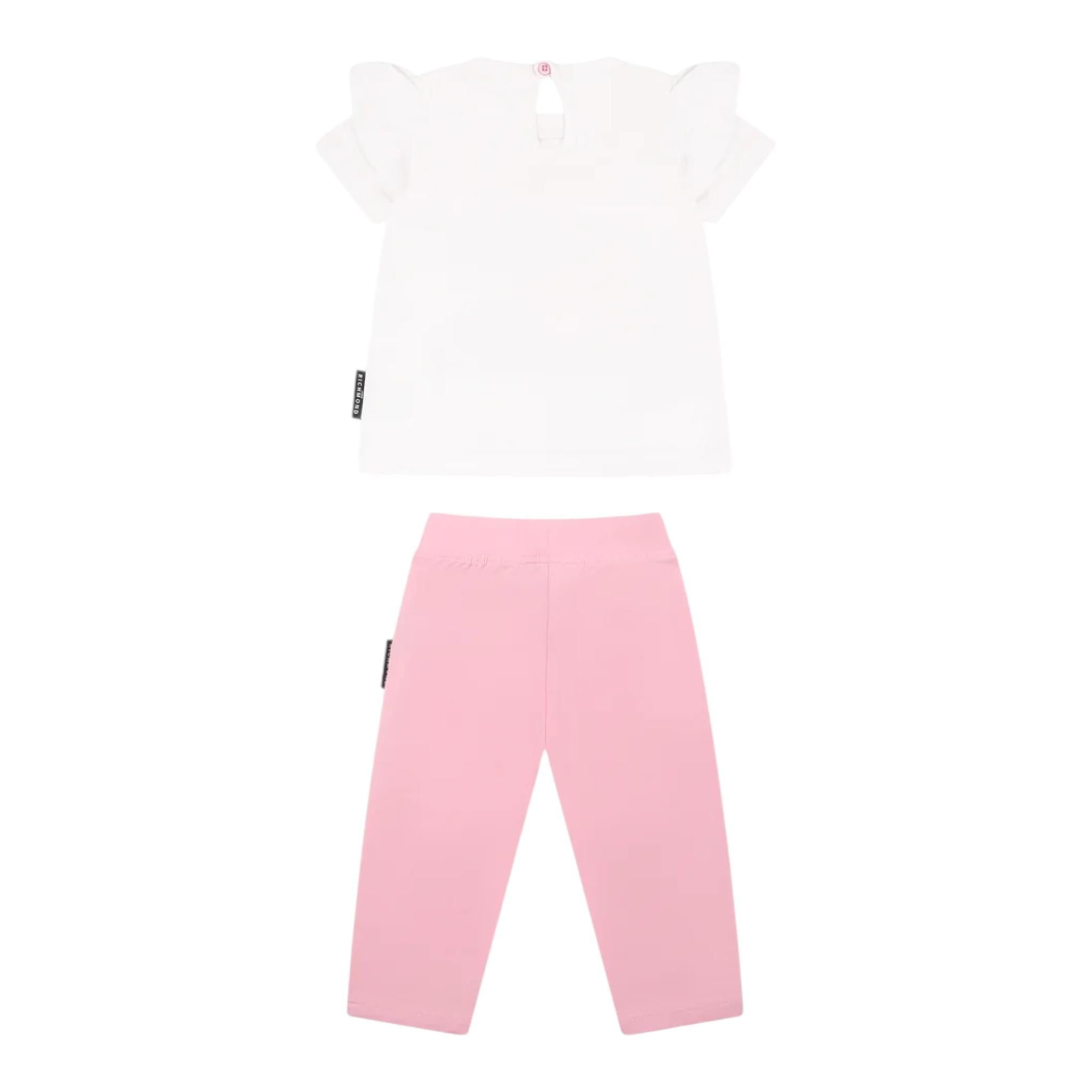 John Richmond Completo 2 Pezzi T-Shirt-Leggins Bicolore per Neonata RIP25008CJ BIANCO/ROSA JOHN RICHMOND 