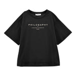 Philosophy T-Shirt Girocollo Tinta Unita con Stampa per Bambina I1E605XXX NERO PHILOSOPHY 