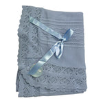 JULIANA coperta tinta unita con fiocco Azzurro per Neonata 24516 AZZURRO JULIANA 