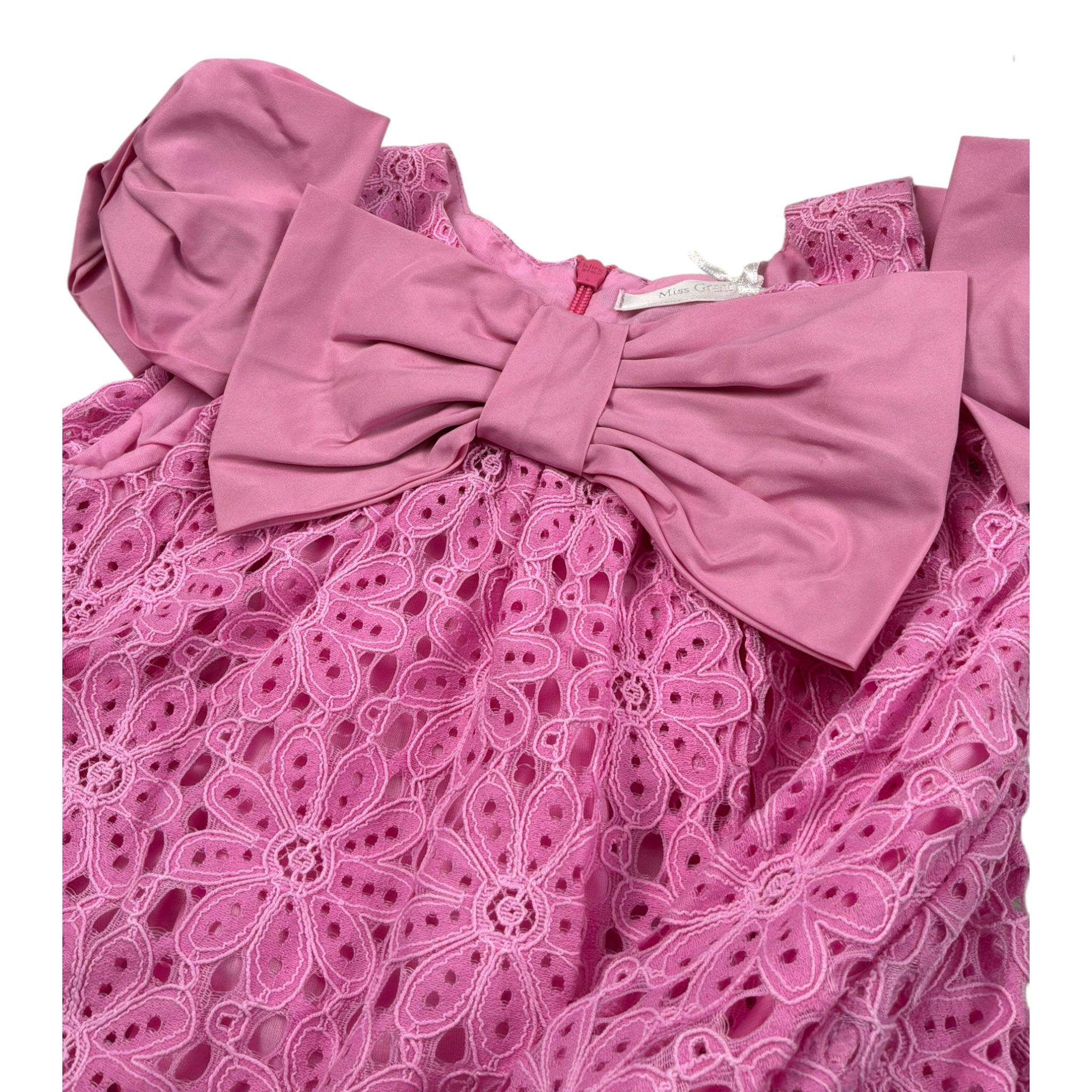 Miss Grant Abito tinta unita Traforato Rosa per Bambina MG1268J ROSA MISS GRANT 