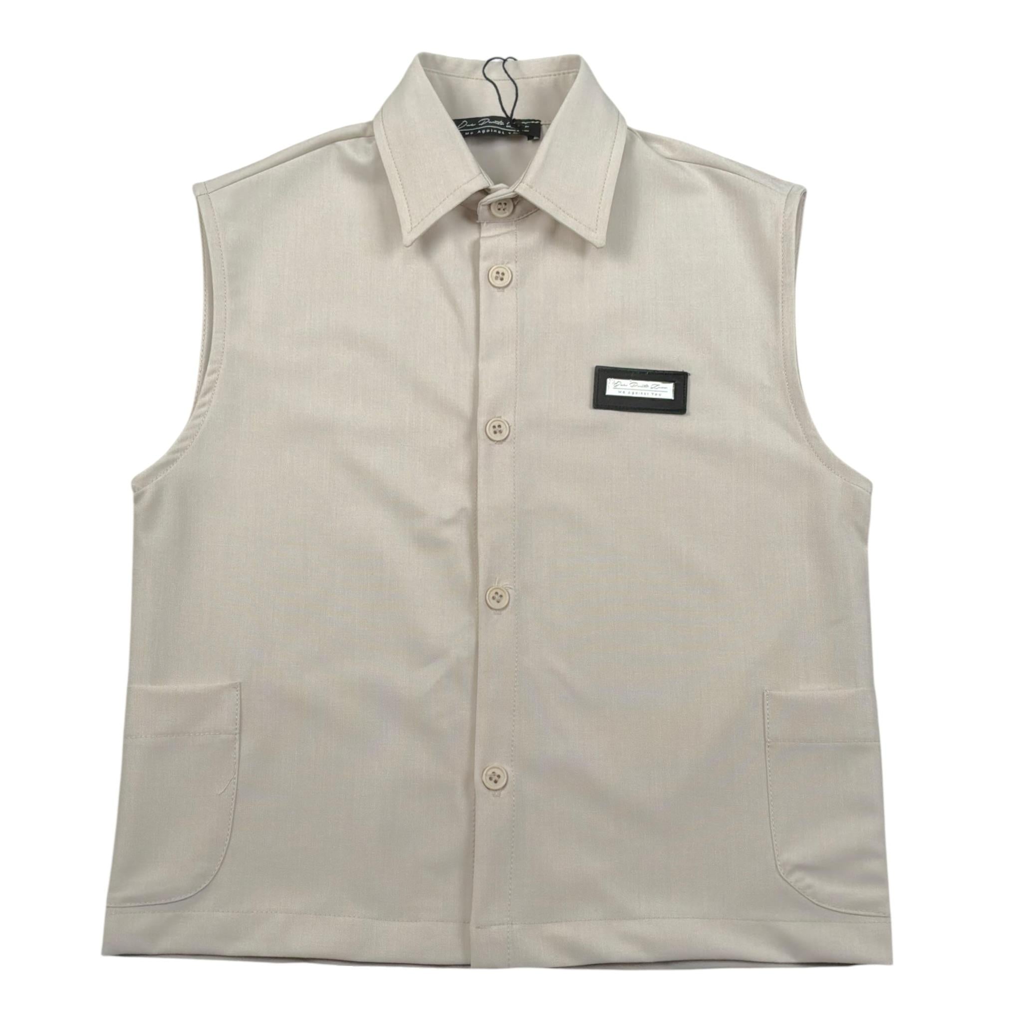 Duepuntozero Camicia Tinta Unita Smanicata per Neonato SMAR2N BEIGE DUEPUNTOZERO 