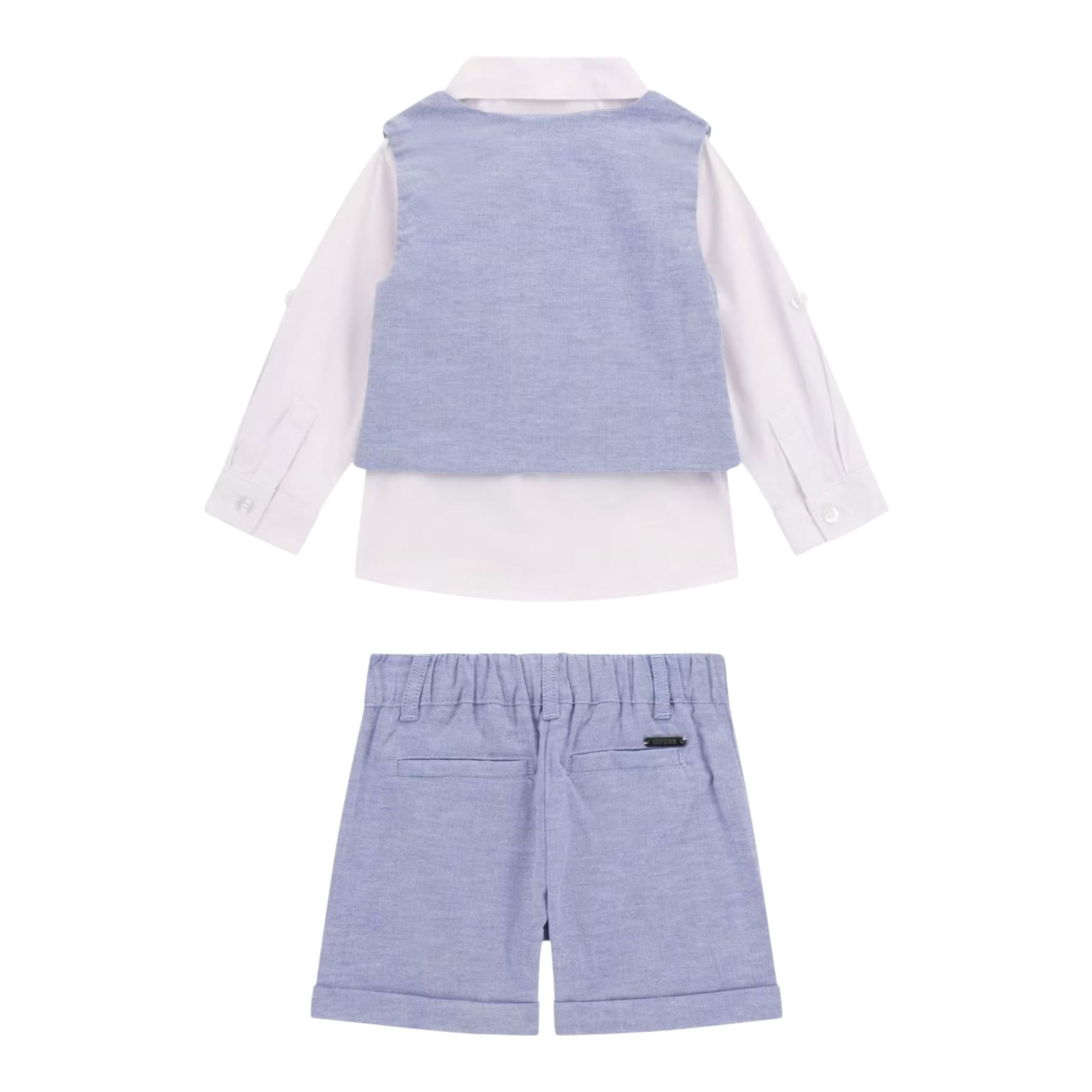 Guess Completo 4 Pezzi Camicia-Bermuda-Gilet-Papillions per Neonato I5RG21WF6P0 AZZURRO GUESS 