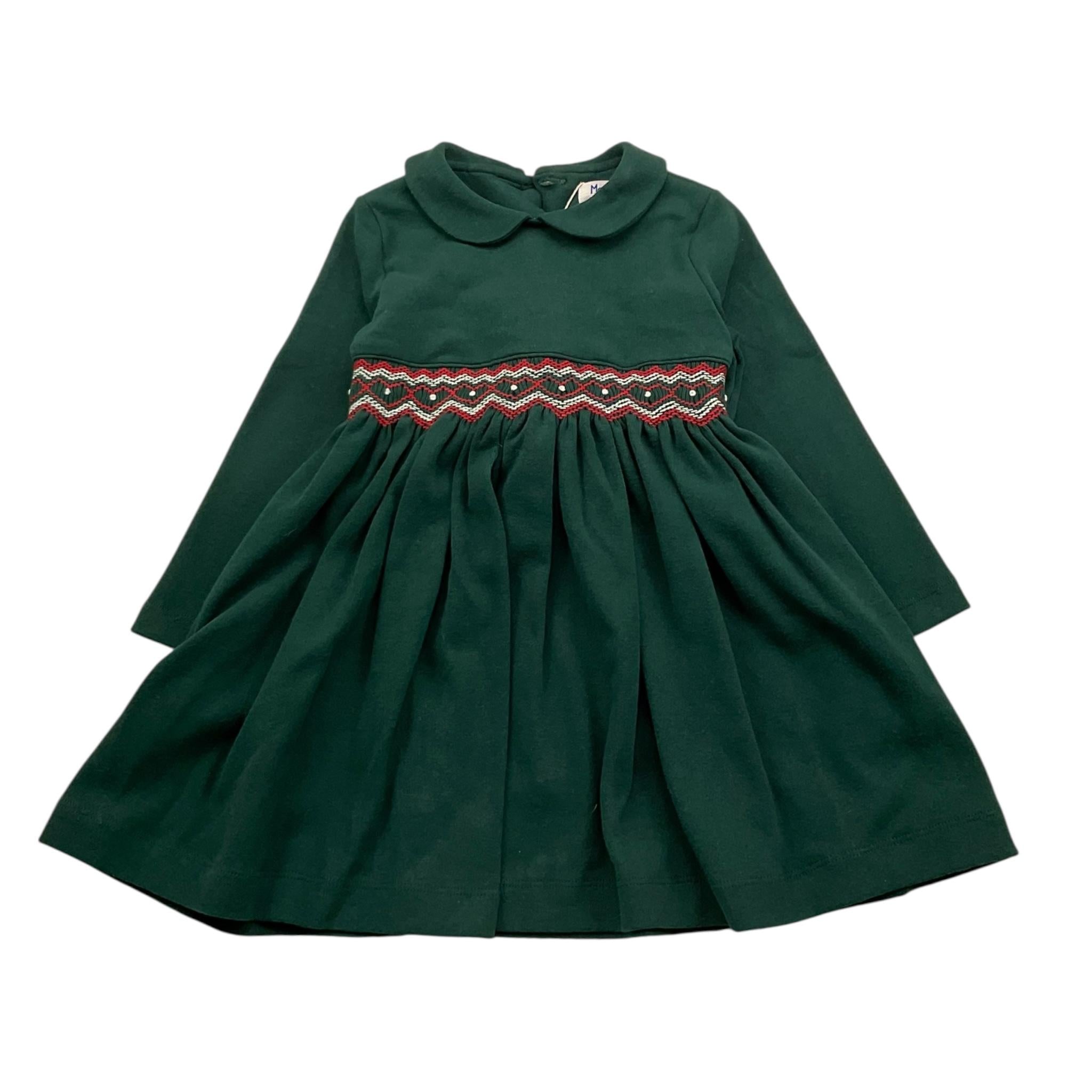 MALVI & CO abito manica lunga tinta unita cn ricami Verde per Bambina FCCM005VEII VERDE MALVI & CO 