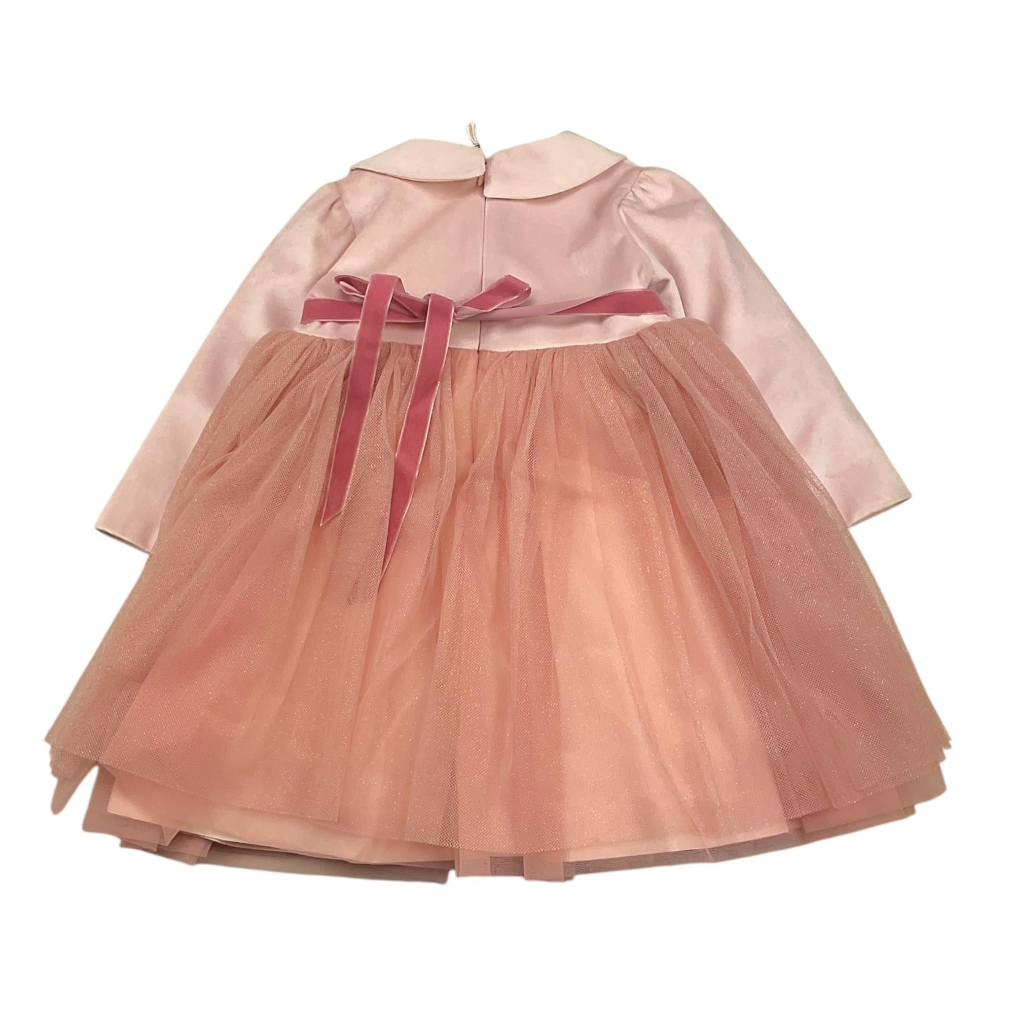 MARLU' abito cerimonia tinta unita con tulle Rosa per Neonata IK3118ML ROSA MARLU' 