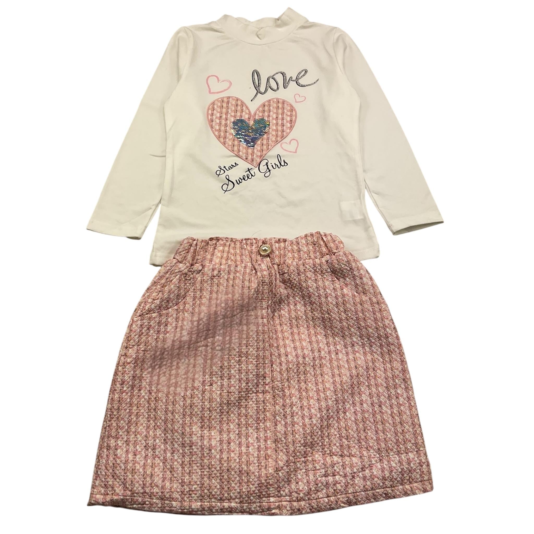 MONO STAR completo 2 pezzi shirt-gonna Bianco/rosa per Bambina M4000 BIANCO/ROSA MONO STAR 
