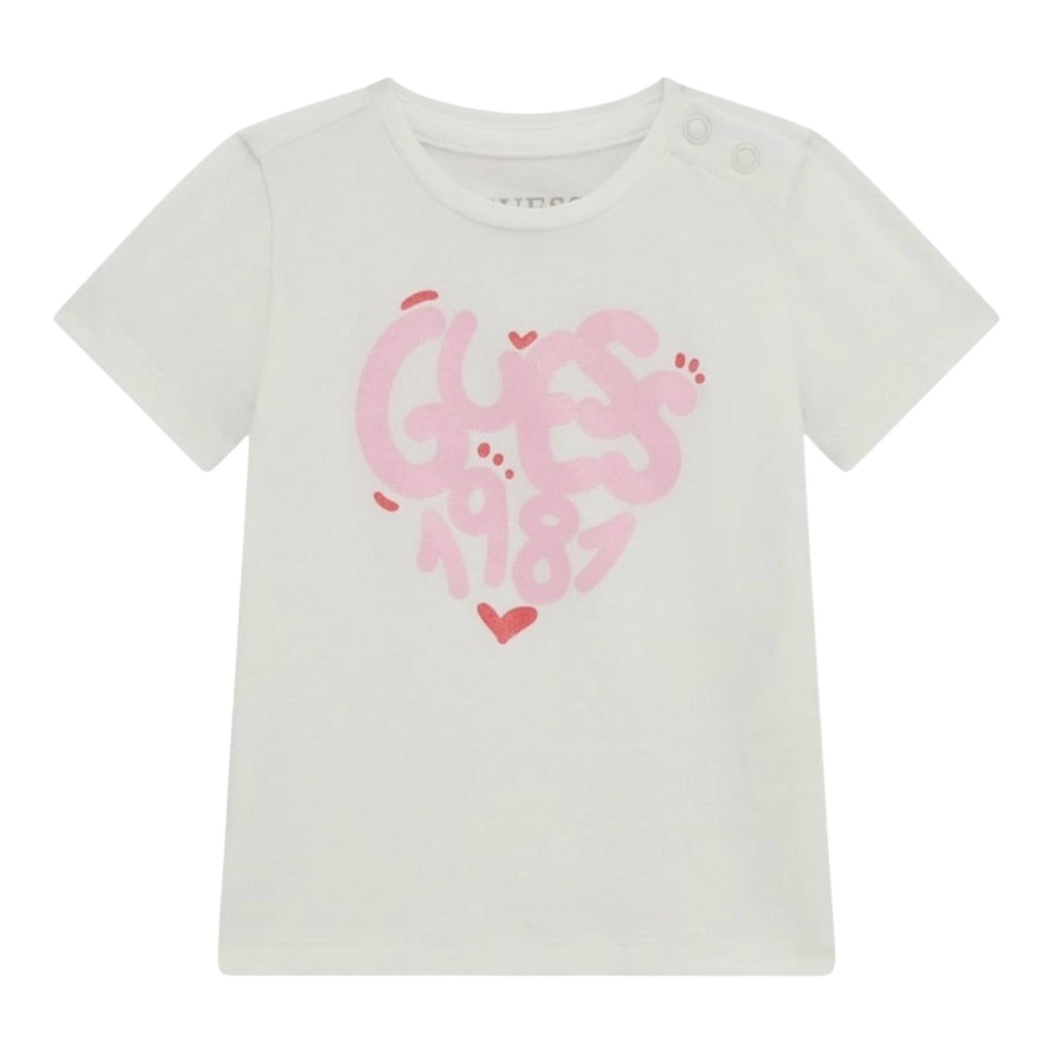Guess T-Shirt Tinta Unita con Stampa per Neonata A5RI00K6YW4X BIANCO GUESS 