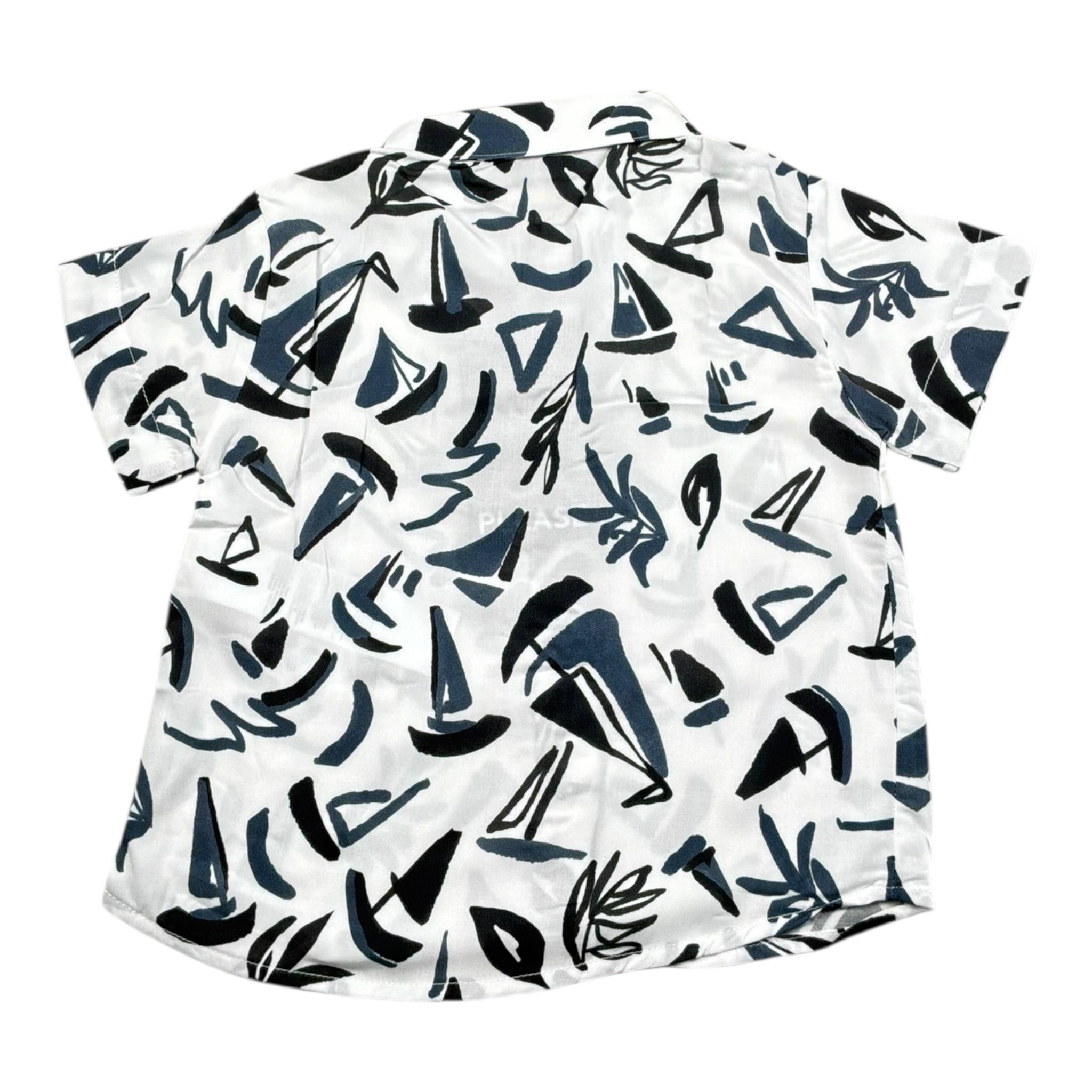 Please Camicia Tinta Unita con Stampa per Neonato CC80364B71 BIANCO PLEASE 
