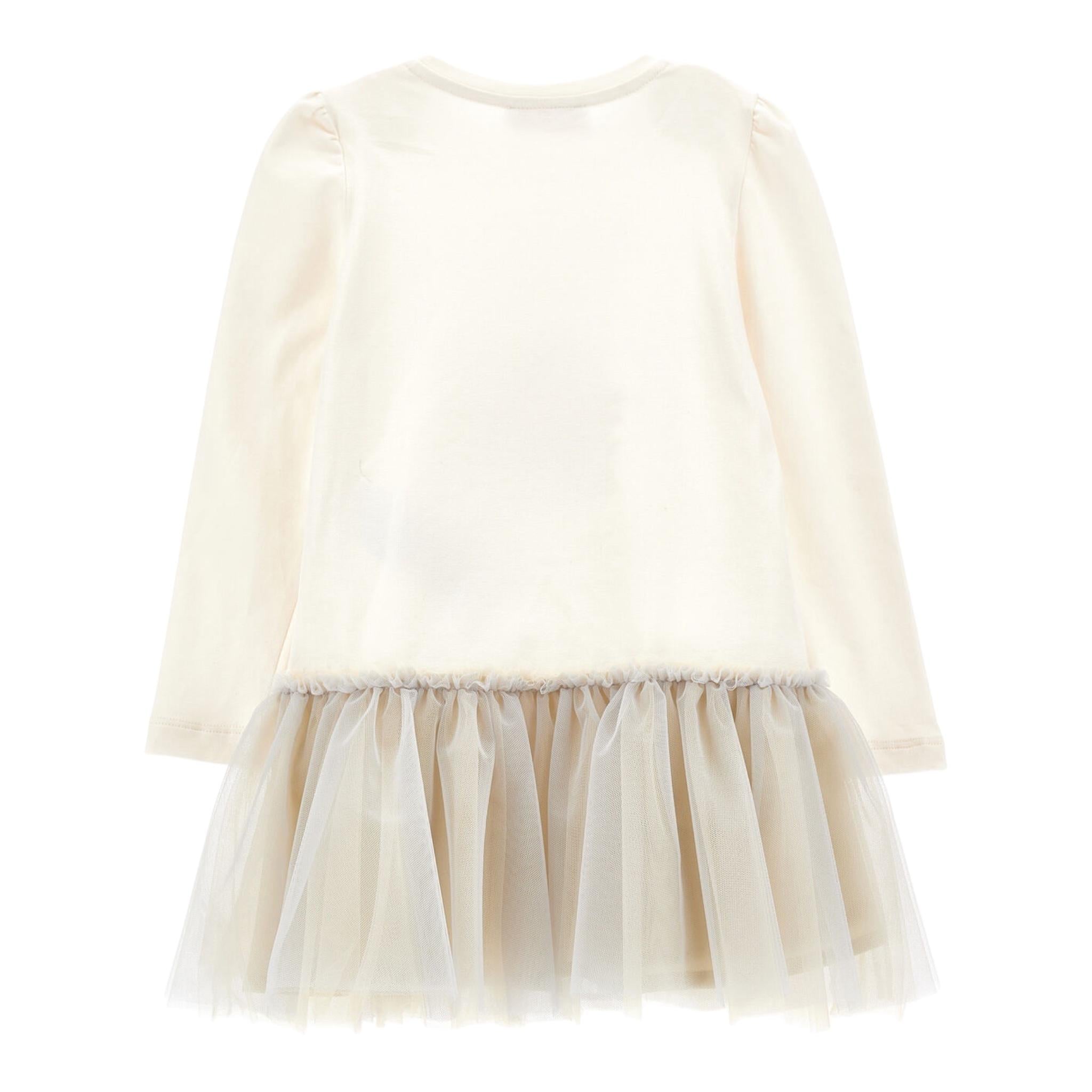 MONNALISA abito manica lunga tinta unita con stampa in contrasto Panna per Neonata 11D906NX PANNA MONNALISA 