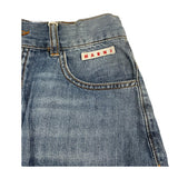 Marni Solid Color Denim Skirt With Contrasting Trim Blue For Girls