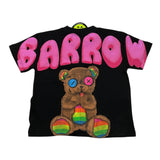 Barrow Kids Solid Color Crew Neck T-Shirt With Front And Back Print Black For Girls