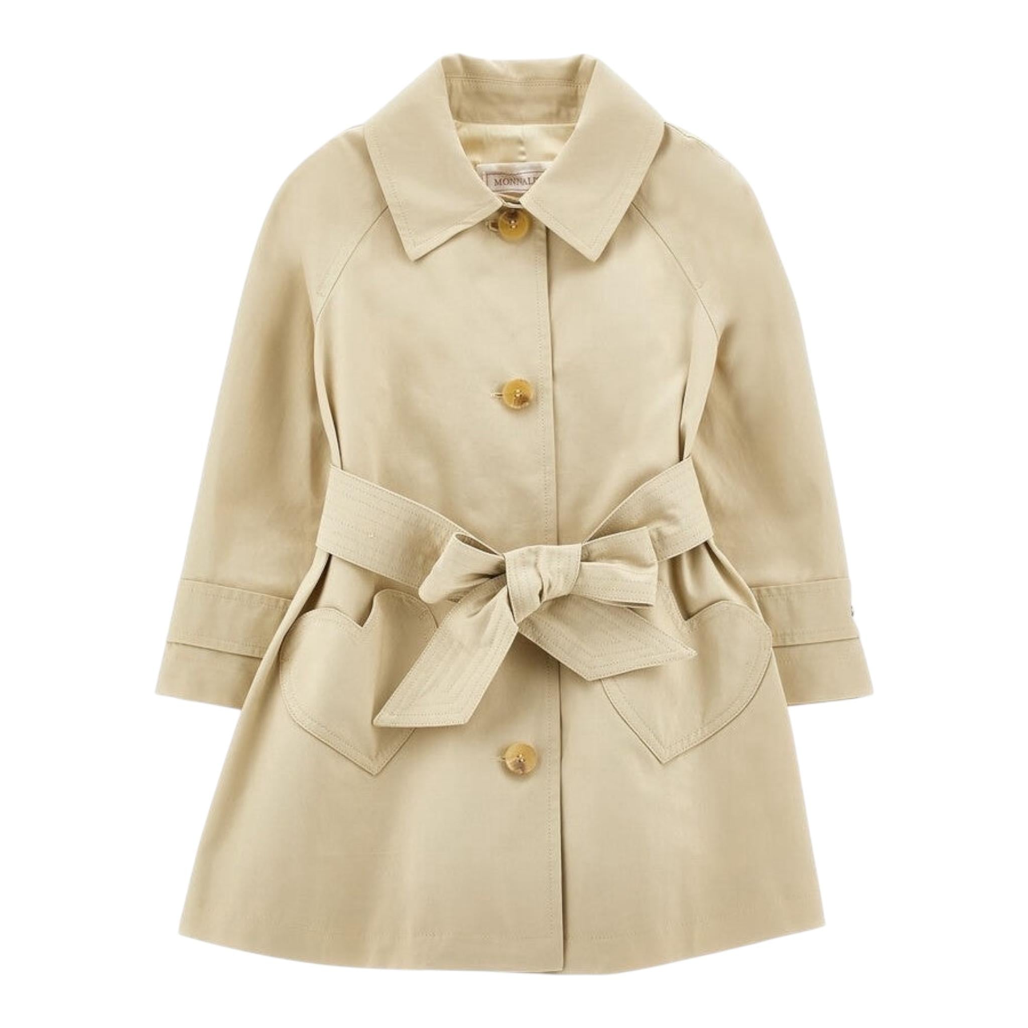 Monnalisa Trench Tinta Unita con Bottoni per Bambina 19E102 BEIGE MONNALISA 