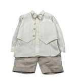 Pure Firenze Completo 4 Pezzi Camicia-Gilet-Bermuda-Papillon per Neonato 11088 PANNA PURE FIRENZE 