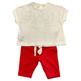 Kangaroo Complete 2 Piece T-Shirt-Leggings White/Red for Baby Girl