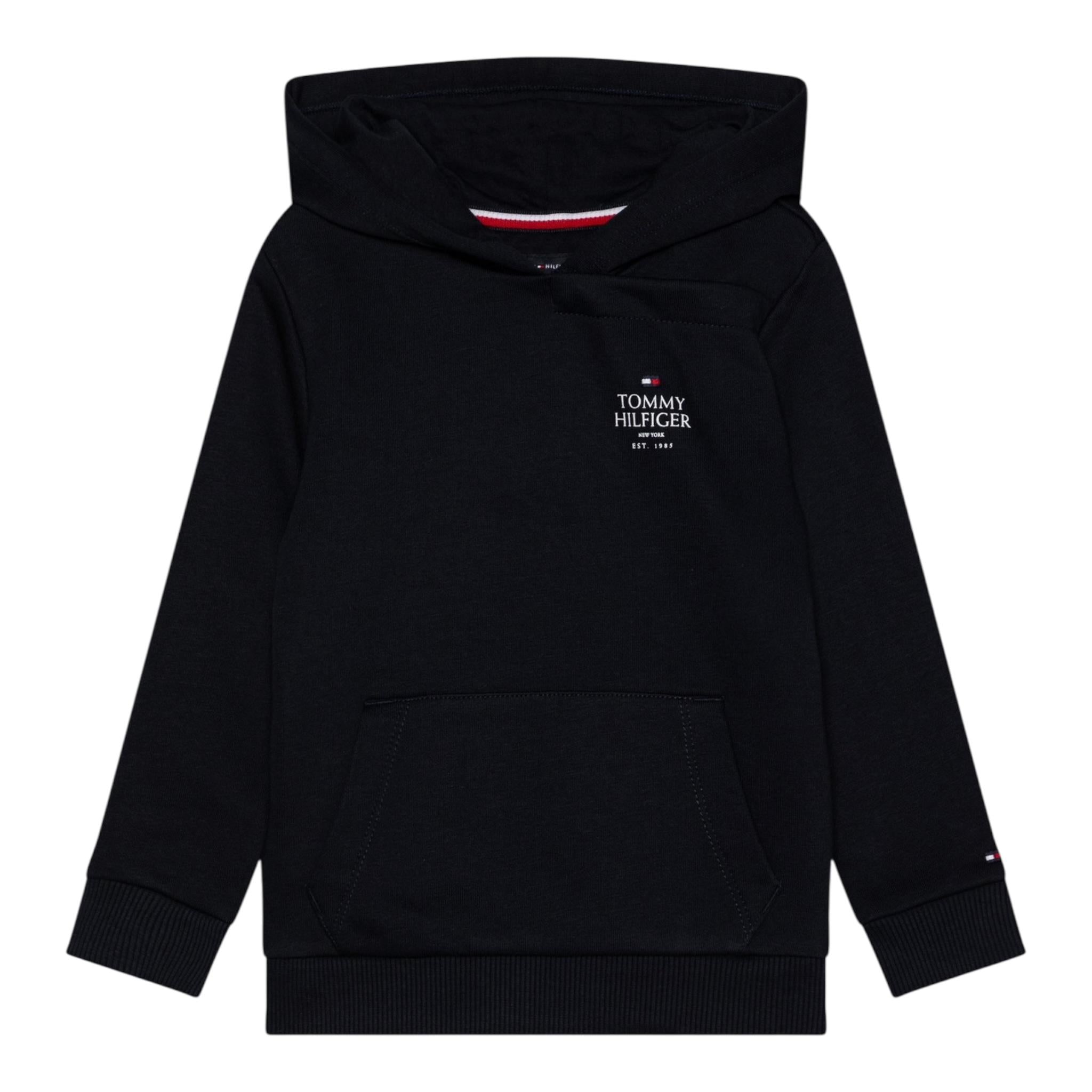 TOMMY HILFIGER felpa tinta unita con cappuccio e stampa Blu per Bambino KB0KB09193 BLU TOMMY HILFIGER 