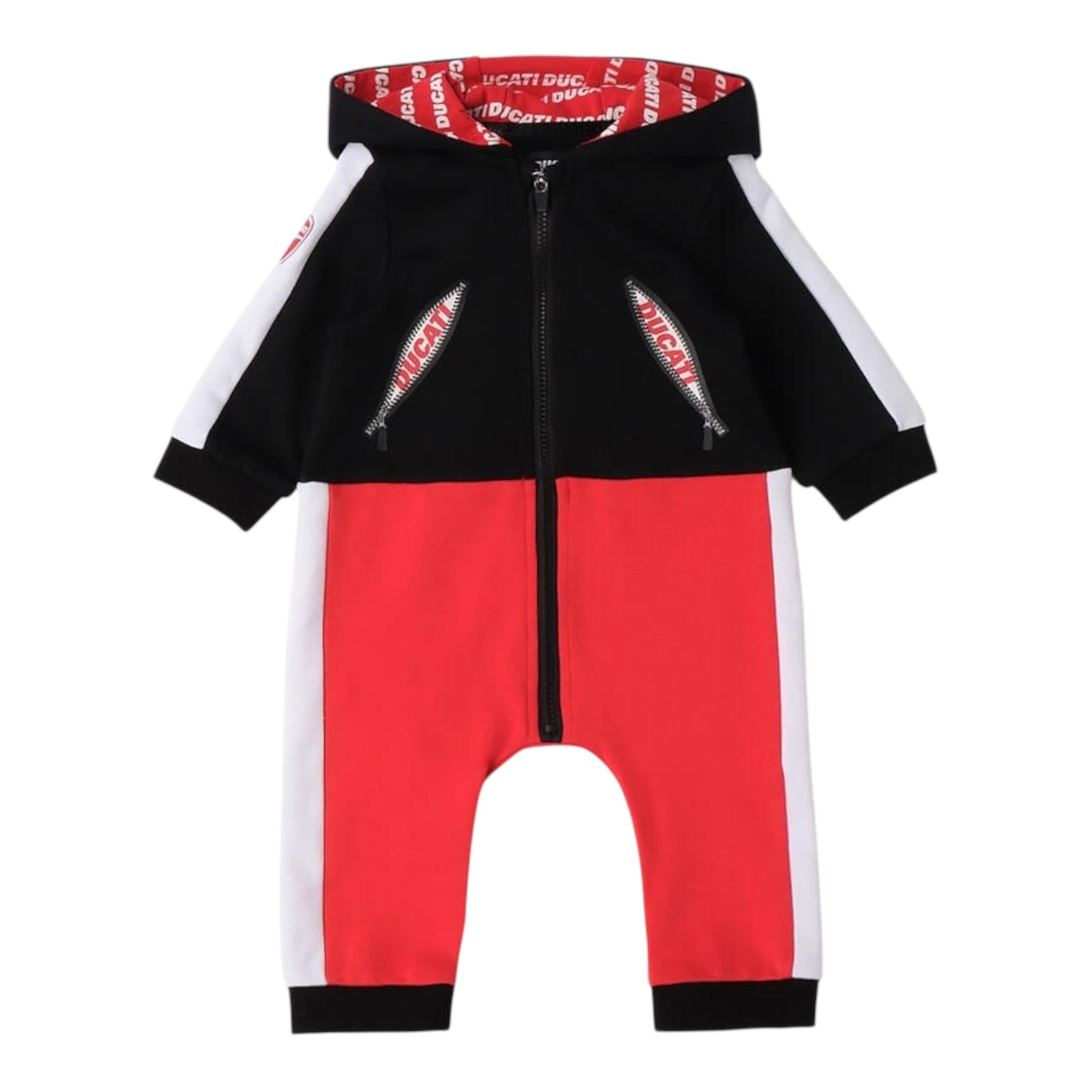 DUCATI tutina bicolore con stampa e cappuccio Nero/rosso per Neonato G6615 NERO/ROSSO DUCATI 