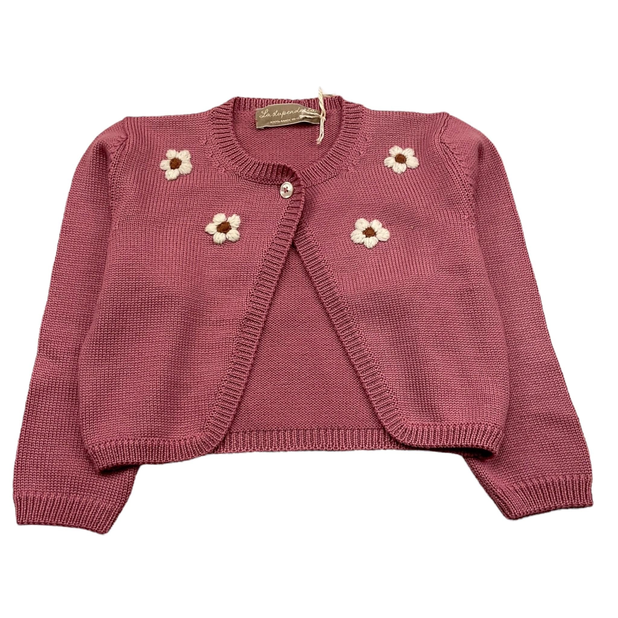LA STUPENDERIA cardigan tinta unitaa con ricami Rosa per Bambina WCSC66813 ROSA LA STUPENDERIA 