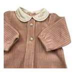 BARCELLINO tutina manica lunga tinta unita in ciniglia Rosa per Neonata 116309 ROSA BARCELLINO 