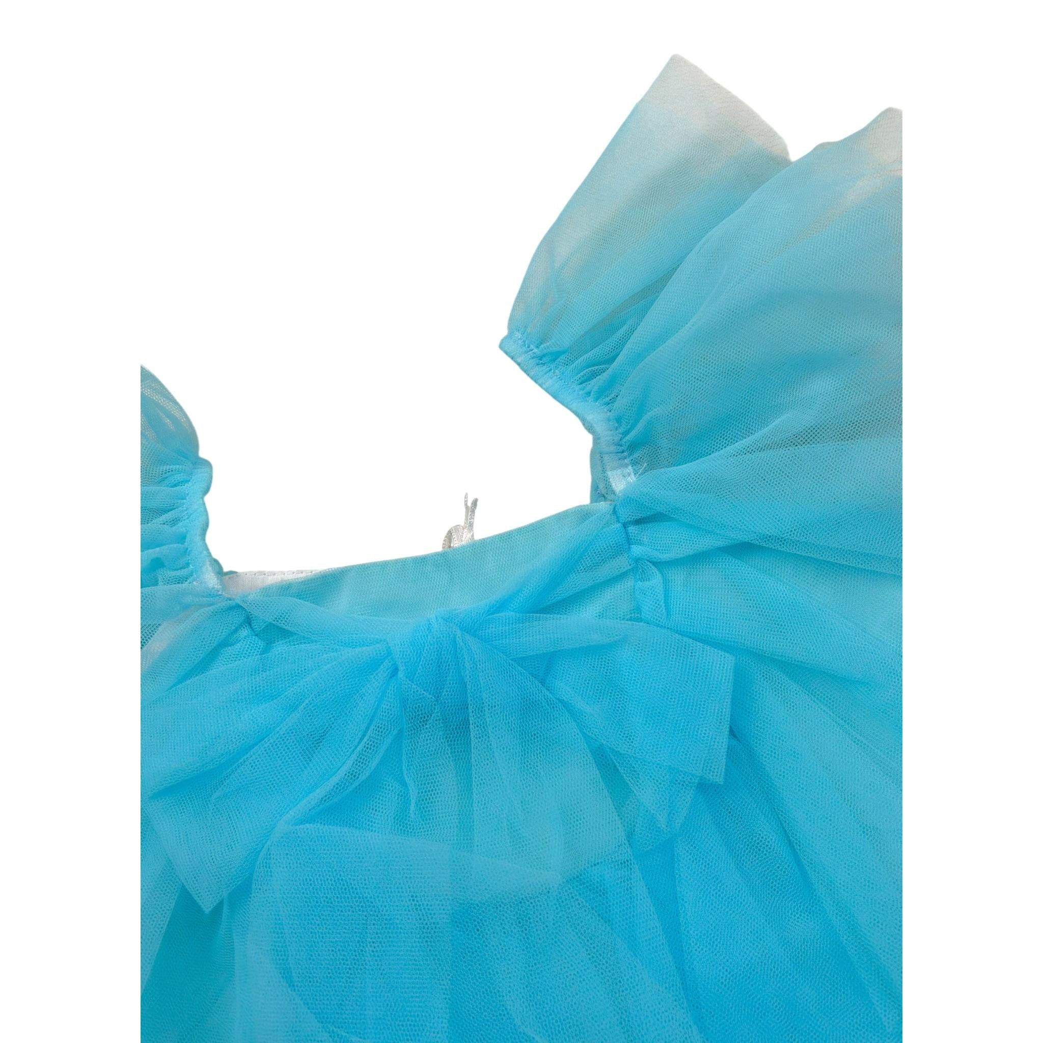 Miss Grant Top Tinta Unita con Tulle per Neonata MG1270 AZZURRO MISS GRANT 