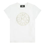 KARL LAGERFELD t-shirt girocollo tinta unita con brillantini Bianco per Bambina Z30109N25 BIANCO KARL LAGERFELD 