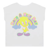 Billieblush Girls Solid Color Crew Neck Print T-Shirt White