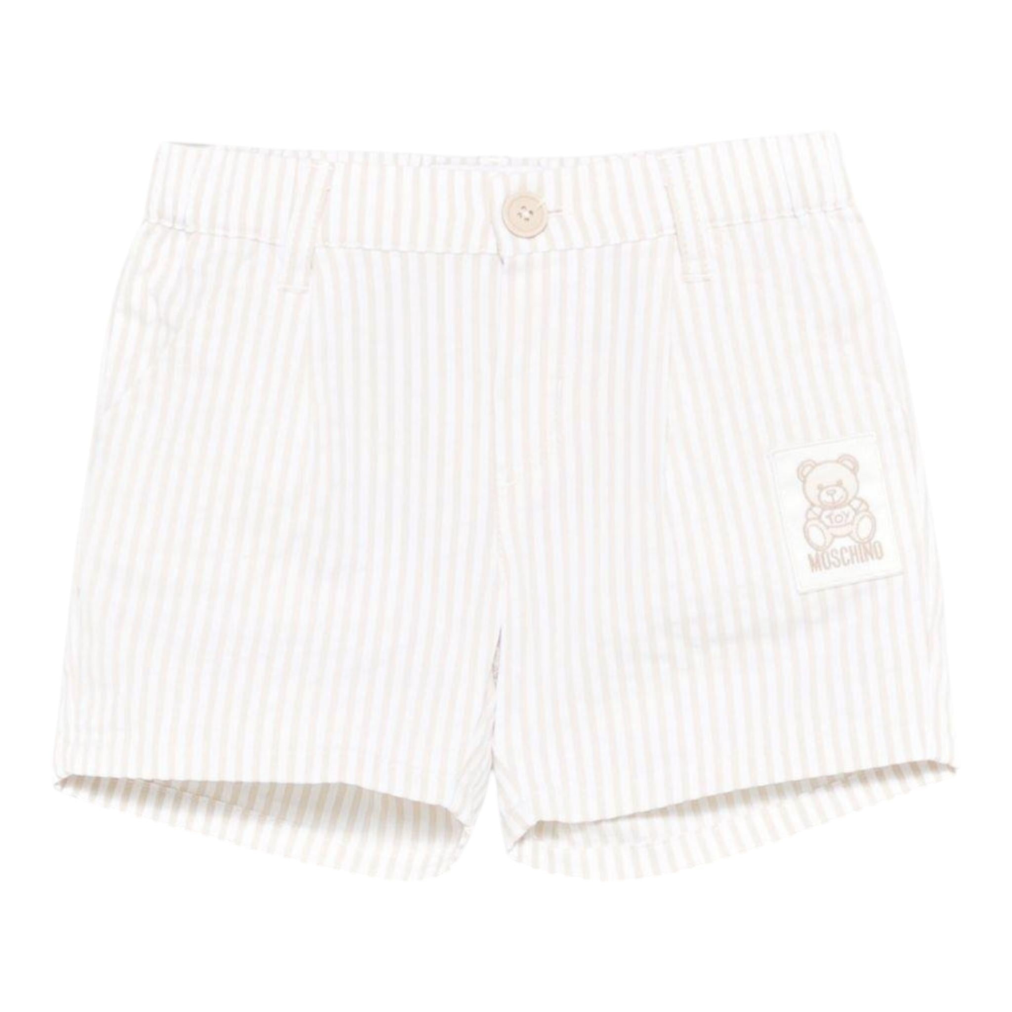 Moschino Bermuda Fantasia A Righe per Neonato MUQ01D BIANCO/BEIGE MOSCHINO 