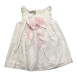 La Stupenderia Plain White Perforated Sleeveless Dress For Baby Girl