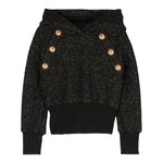 BALMAIN felpa chiusa con cappuccio tinta lurex Nero per Bambina BT4B00 NERO BALMAIN 