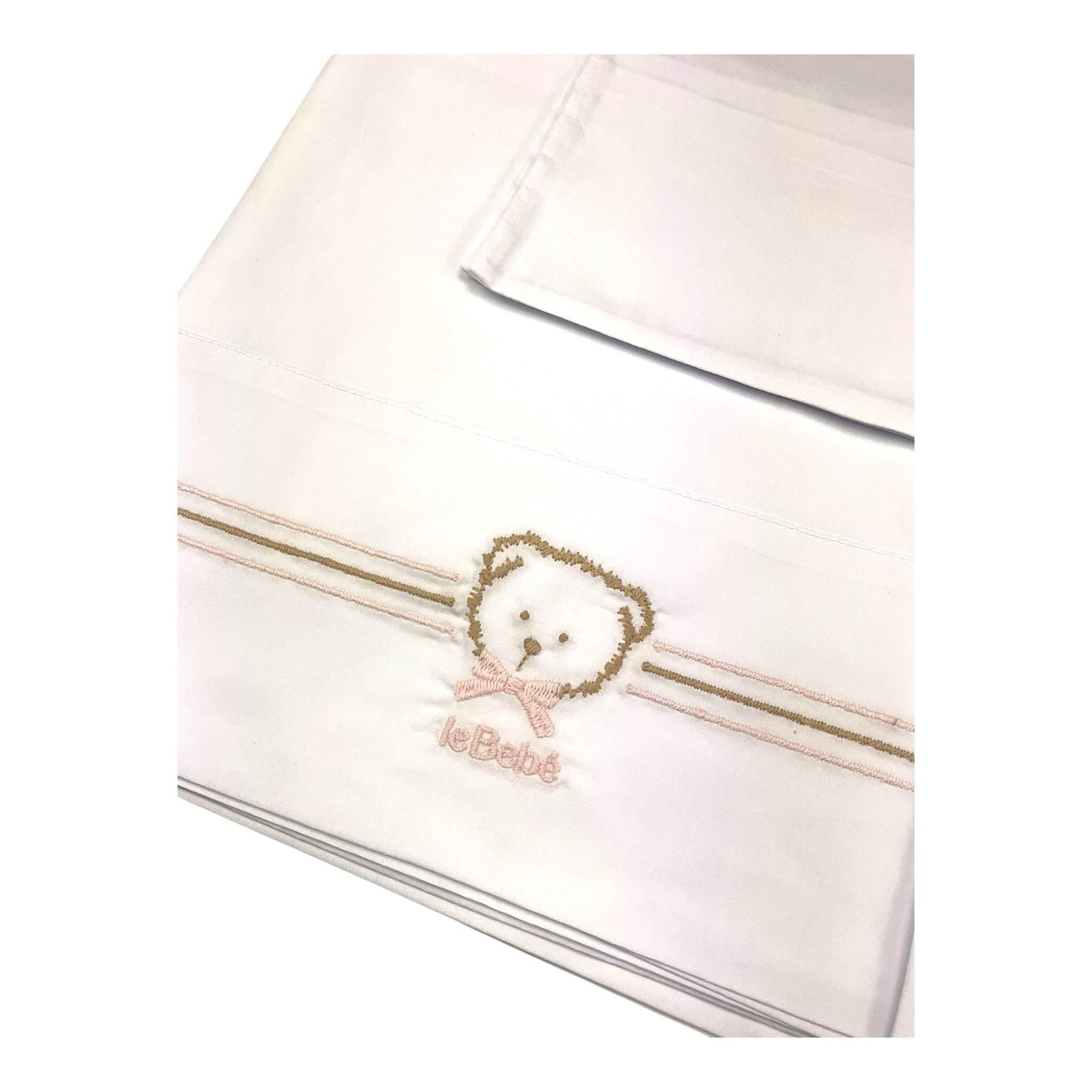 LE BEBE' set 3 pezzi lenzuola tinta unita cn ricami Bianco per Neonata LBG5959 BIANCO LE BEBE' 
