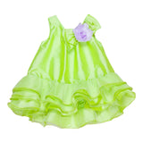 Miss Grant Solid Color Green Applique Sleeveless Dress for Girls