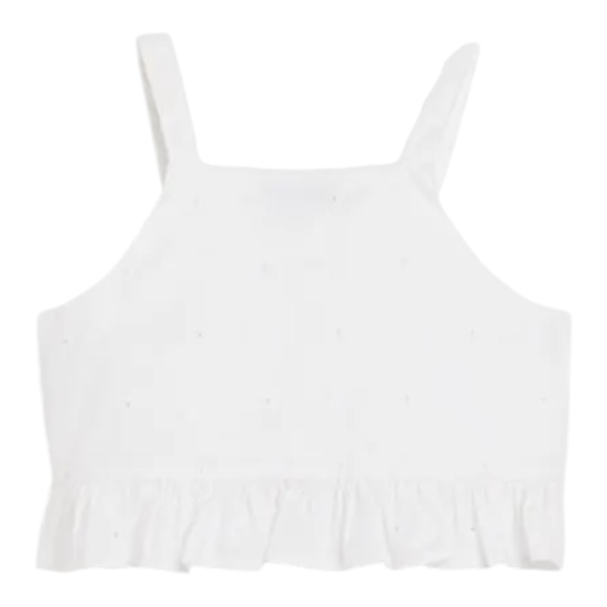 Tommy Hilfiger Top Giromanca Tinta Unita In Pizzo Sangallo per Bambina KG0KG07289 BIANCO TOMMY HILFIGER 