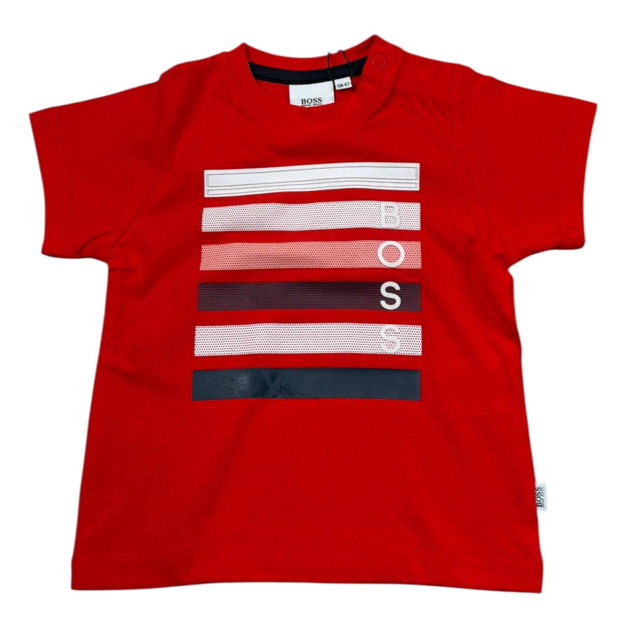 Boss T-Shirt Girocollo Tinta Unita con Stampa per Neonato J05838 ROSSO BOSS 