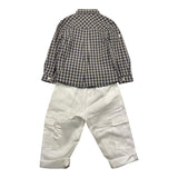 Barcellino Complete Shirt-Pants With Blue Check Pattern For Newborn