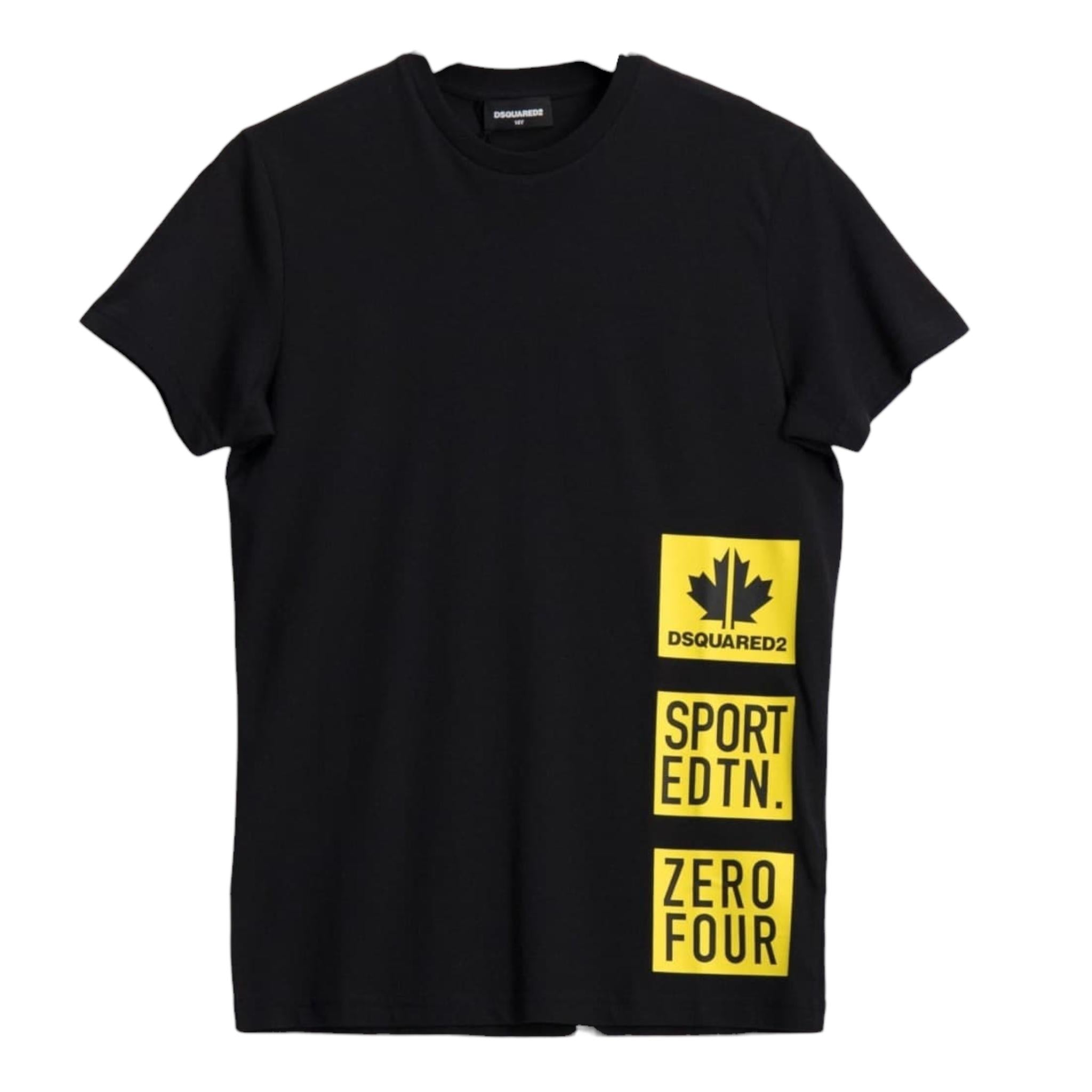 Dsquared2 T-Shirt Girocollo Tinta Unita con Stampa per Neonato DQ0281 NERO DSQUARED2 