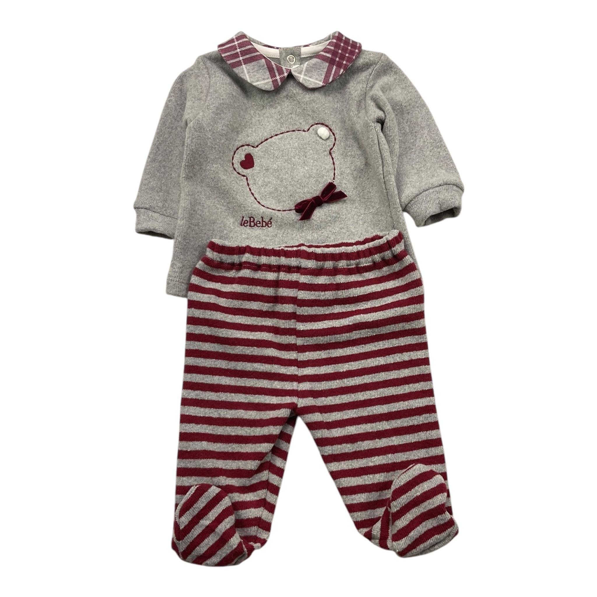 LE BEBE' completo 2pz maglia-ghettina bicolore con fantasia Grigio per Neonata LBG6124 GRIGIO LE BEBE' 