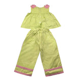 Ilfarobimbi Complete Tank Top-Palazzo Pants Solid Color Green For Girls