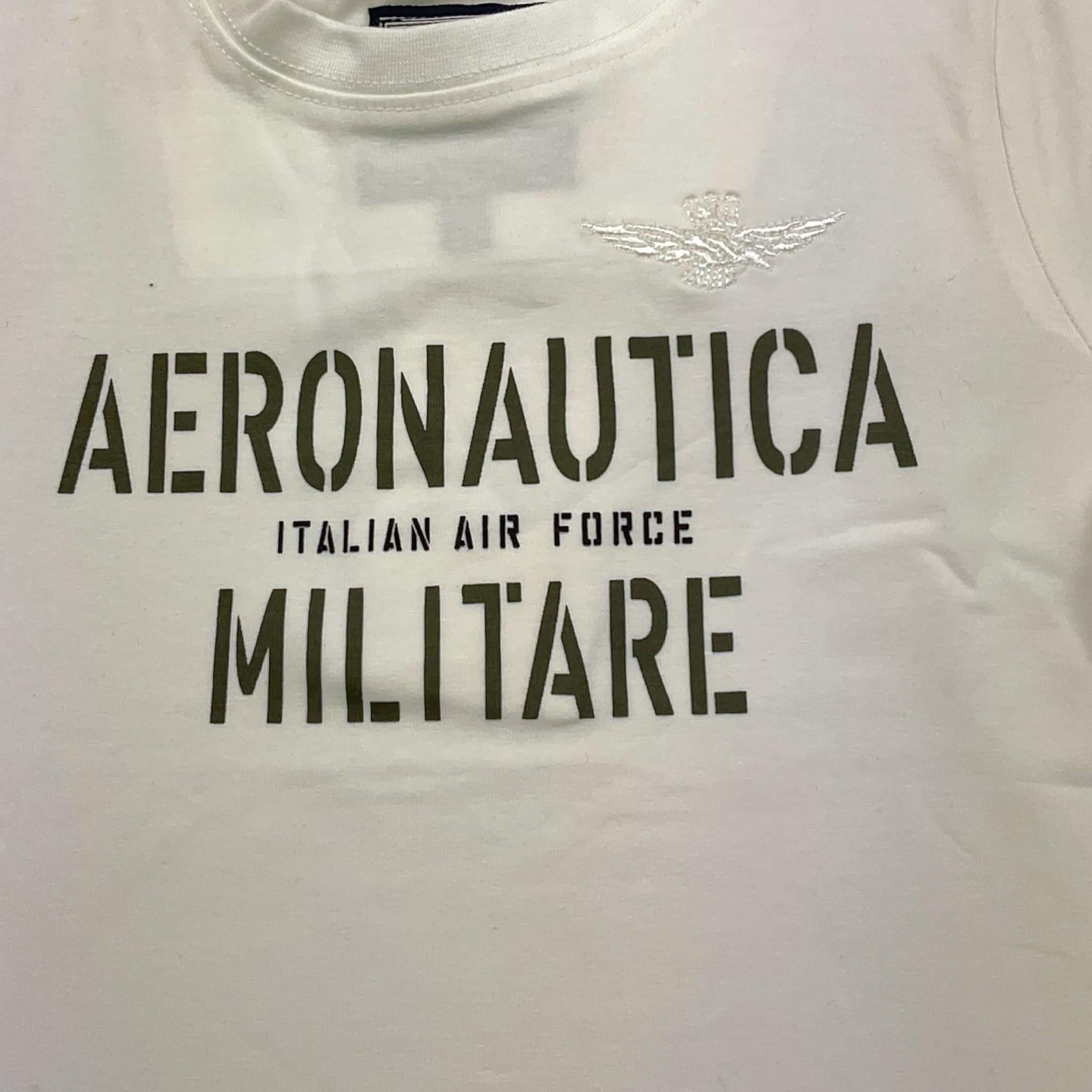 AERONAUTICA MILITARE t-shirt girocollo tinta unita con stampa Bianco per Neonato 242TS0001AJRJ6644N BIANCO AERONAUTICA MILITARE 
